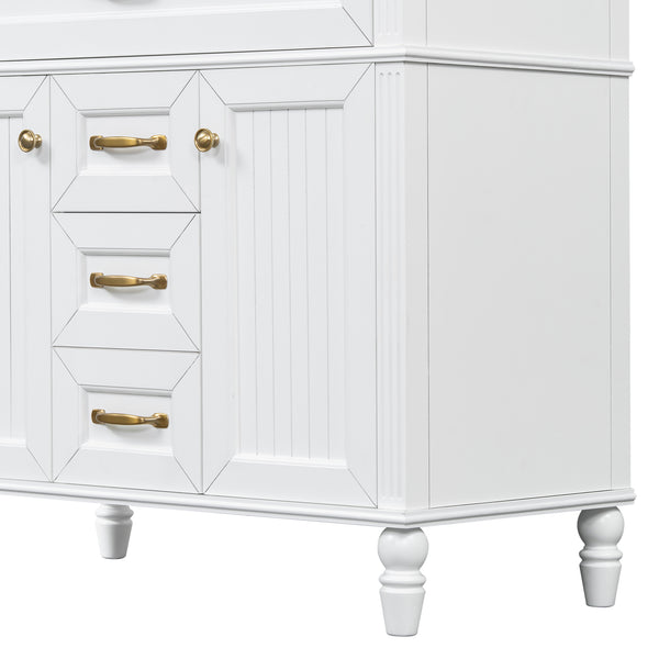 English Elm 36 Inch Bathroom Vanity with Ceramic Sink, Durable MDF & Solid Wood Frame, Soft-Close Doors, Luxe Handles, Ample Organized Storage, Modern Freestanding Design White N725P314034K