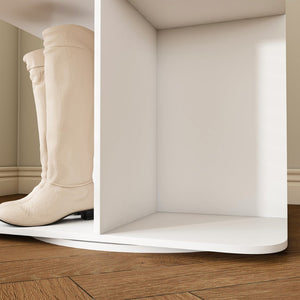 English Elm Rotating Shoe Rack Tower - 7-Tier 360° Spinning Organizer For 28 Pairs, Space-Saving Design In White W2699P270167-GIGA