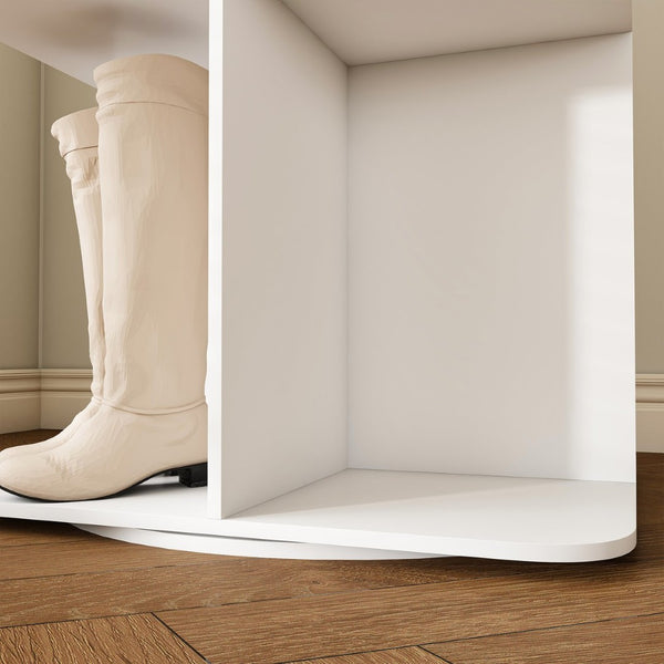 English Elm Rotating Shoe Rack Tower - 7-Tier 360° Spinning Organizer For 28 Pairs, Space-Saving Design In White W2699P270167-GIGA