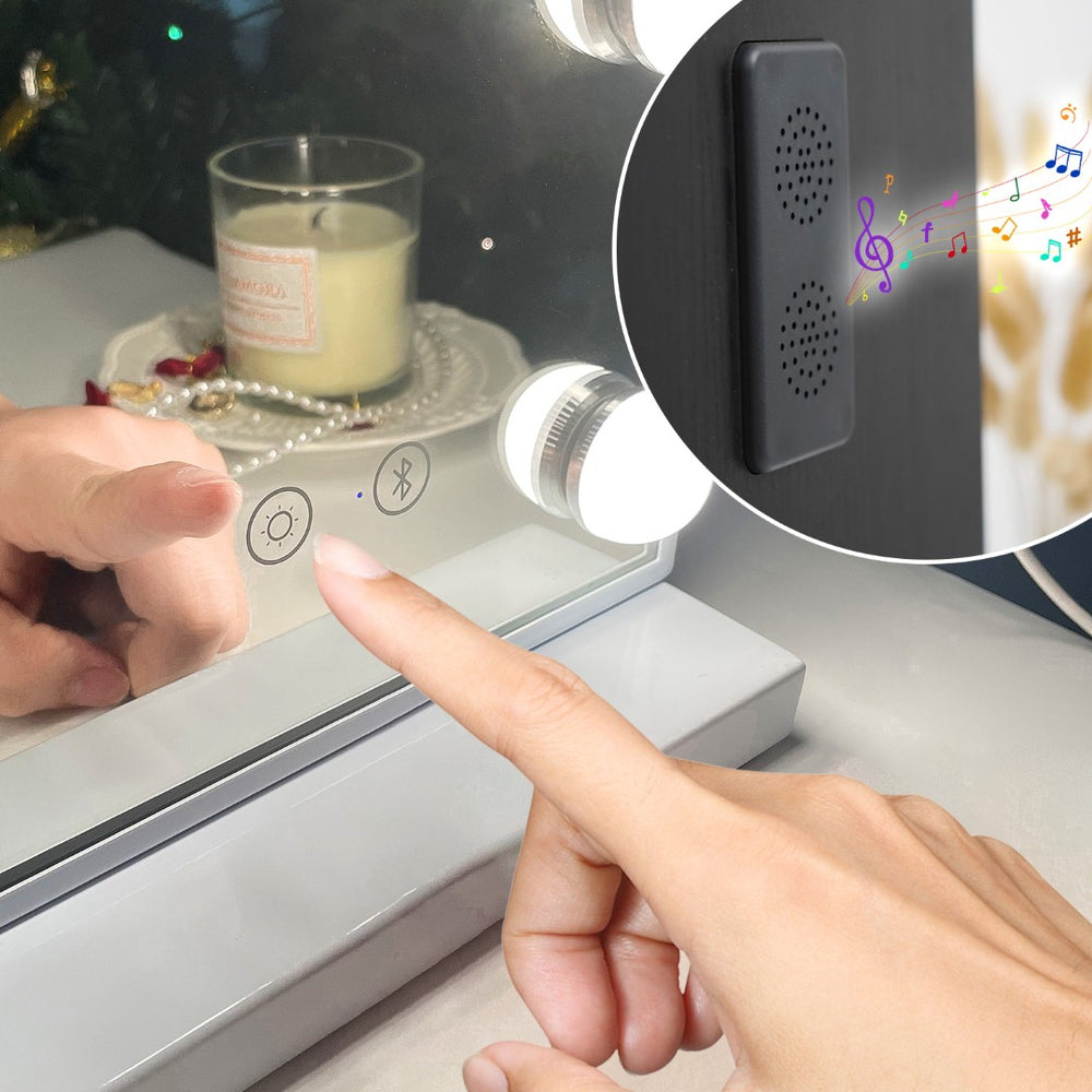 English Elm Vanity Mirror With Lights & Bluetooth Speaker - 15 Led Bulbs, Usb Port, 3 Color Modes, Stylish & Functional W3660P373019-GIGA