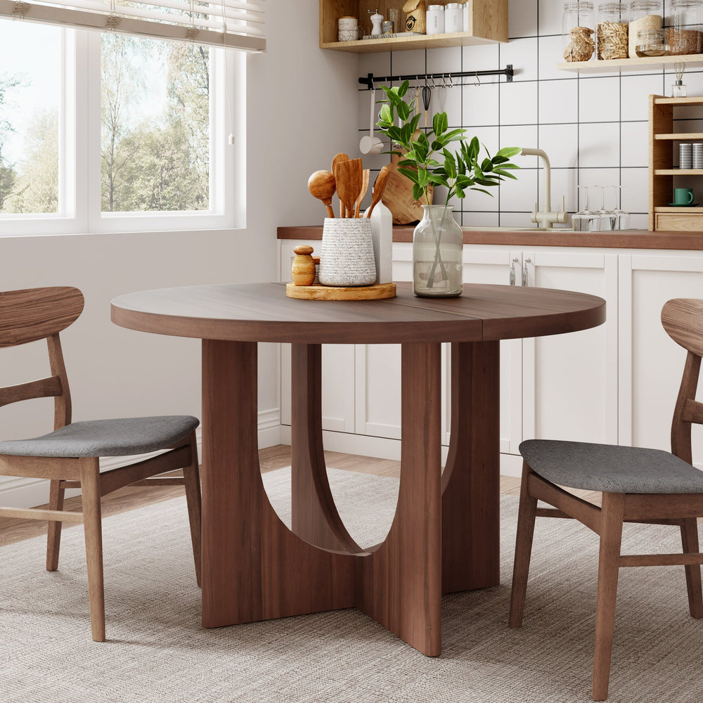 English Elm Christopher Knight Home® - 48" Round Dining Table - Classic Farmhouse Charm, Seats 4, Solid Wood & Mdf, Easy Care, Warm Walnut Finish N771P240935T