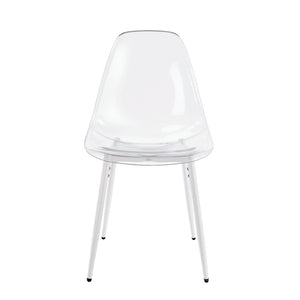 English Elm Pet Shell Dining Chairs Set of Four Clear Acrylic Modern Transparent Seating Matte White W3766P410238