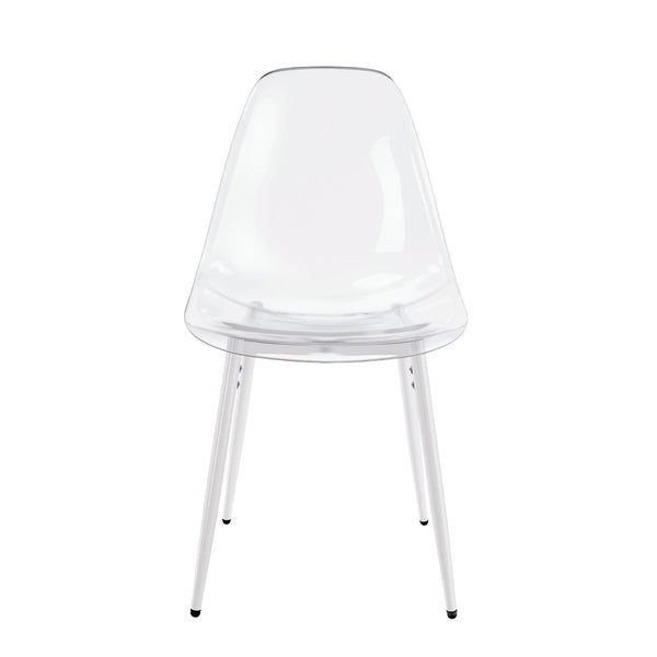 English Elm Pet Shell Dining Chairs Set of Four Clear Acrylic Modern Transparent Seating Matte White W3766P410238