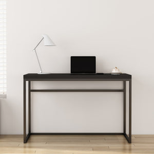 English Elm Home Office Writing Desk with Steel Frame and Scratch Resistant Two Tone Surface Black Marble-Look Sintered Stone W3151P400585