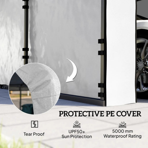 English Elm Durable Pe Carport Sidewall Set Four Panels Upf50 Waterproof Zippered Door Cover T3971P468957