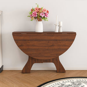 English Elm 43 Inch Foldable Mdf Dining Table with Warm Wood Grain Veneer for Compact Living Walnut W2700P409328