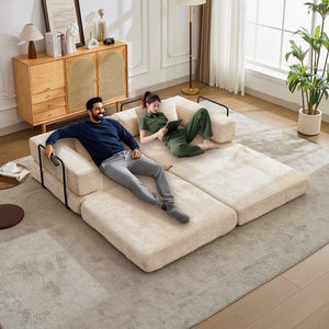 English Elm Compression Convertible Floor Sofa Bed – Stylish Chenille Loveseat & Modular Seating Solution For Small Spaces W3723P345635