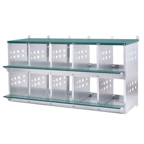 English Elm 10-bay Galvanized Steel Wall Mount Nesting Box for Chickens Ducks and Backyard Flocks W1422P355413