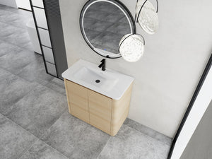 English Elm 36'' Freestanding Bathroom Vanity Plywood Cabinet Ceramic Sink Soft Close Doors W999P351893