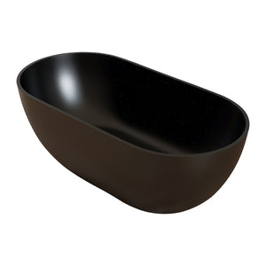 English Elm 59 Inch Freestanding Stone Resin Soaking Tub Sculptural Matte Spa Bath Design T3785P353962