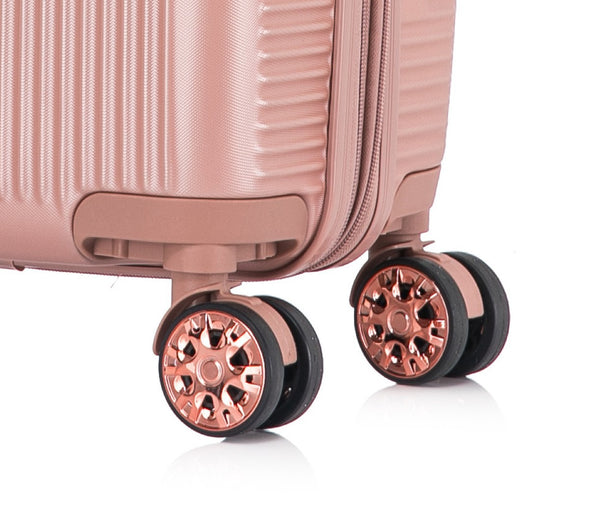 English Elm 4-piece Hard Shell Abs Spinner Luggage Set with Built-in Lock and Telescoping Handle Rose Gold T3292P337794