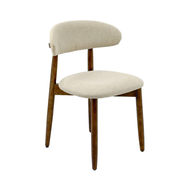 English Elm Wooden Upholstered Dining Chairs Set of 2 Linen Fabric Curved Back Farmhouse Style Beige W3204P456998