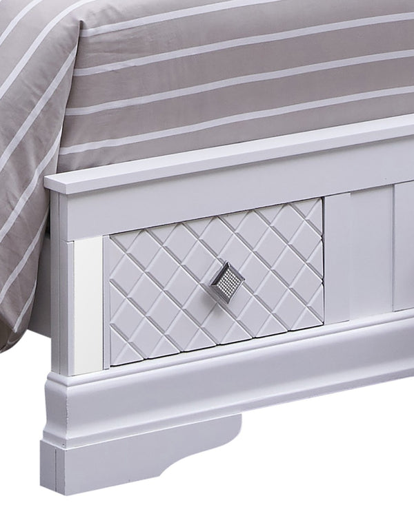 English Elm Verona Twin Bed With Jeweled Tufted Upholstery & Led Accent Lighting In Silver Champagne Finish B078S00578-GIGA