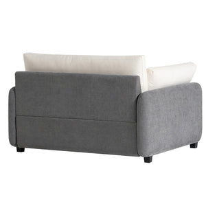 English Elm 50*43" Oversized Chenille Armchair Deep Lounge Seat Modern Minimalist Living Room Chair Gray+Cream N723S5042E