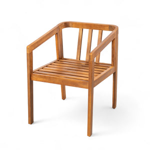 English Elm Christopher Knight Home® - Acacia Solid Acacia Wood Outdoor Dining Chairs Set of 2 with Beige Weather-Resistant Cushions, Natural Finish N776P286347B