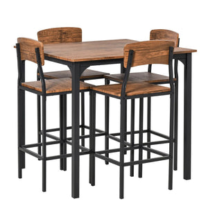 English Elm 5-piece Counter Height Dining Set with Wood Grain Top and Four Tucking Metal Stools T3971S00023