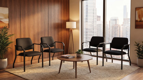 OSP Home Furnishings Big and Tall Guest Chair Heavy Duty Metal Frame with Plush Cushions for Office Use 55052B-231