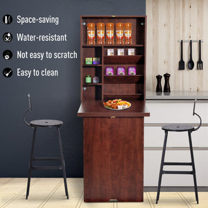 English Elm Wall Mounted Fold Out Desk in Mahogany Finish with Shelving for Compact Home Offices T3971P408153