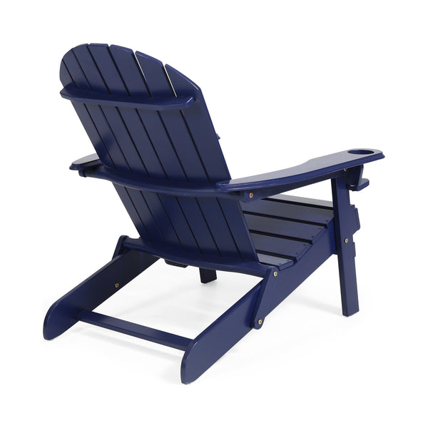 English Elm Christopher Knight Home® - BELLWOOD Adirondack Chair with Folding Design, Rustic Outdoor Wood Seat, Built-In Cup Holder Comfort Blue 37.75 L x 26.75 W x 8.5 H 68940.00BLU