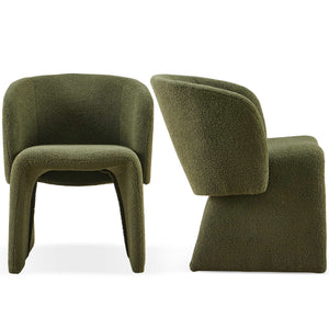 English Elm Modern Boucle Dining Chair Upholstered Teddy Accent Seat for Living Room Bedroom Office Comfortably Chic Green W1164P190844