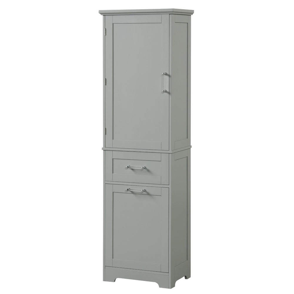English Elm Tall Bathroom Storage Cabinet - Freestanding Grey Mdf Unit With Drawers & Adjustable Shelf For Organizing N725P206895E-GIGA