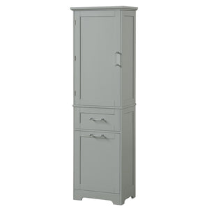 English Elm Tall Bathroom Storage Cabinet - Freestanding Grey Mdf Unit With Drawers & Adjustable Shelf For Organizing N725P206895E-GIGA