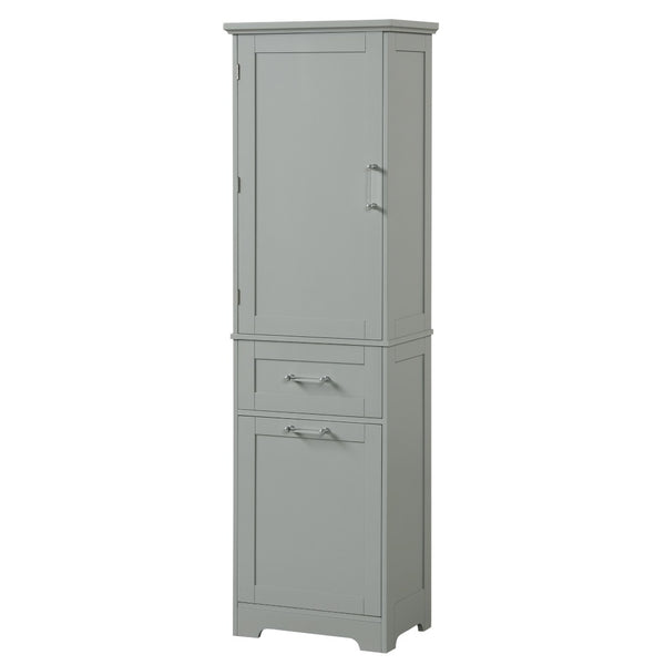 English Elm Tall Bathroom Storage Cabinet - Freestanding Grey Mdf Unit With Drawers & Adjustable Shelf For Organizing N725P206895E-GIGA