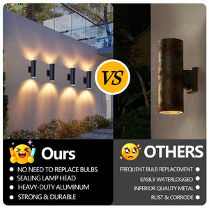 English Elm 12in Matte Black Aluminum Outdoor Wall Sconces up Down Lighting for Porch Patio Set of 4 W2312P416007