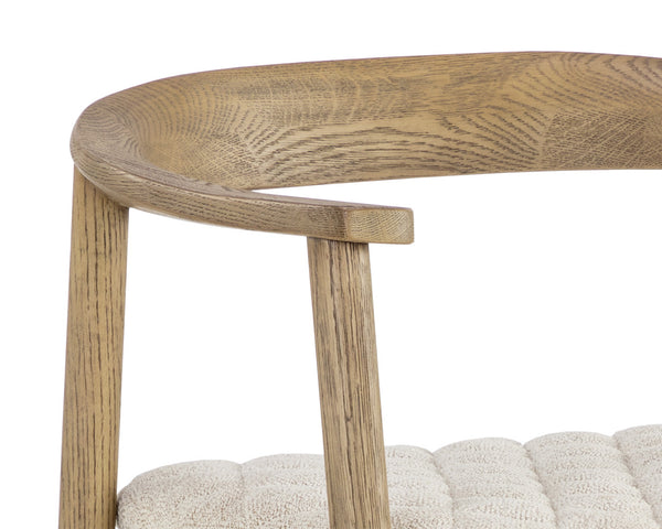 Sunpan Jeremy Counter Stool – Sleek Mid-Century Design in Acacia Wood with Unique Natural Textures and Character Weathered Oak / Dove Cream