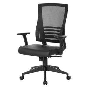 OSP Home Furnishings Vertical Mesh Back Ergonomic Office Chair with Lumbar Support and Faux Leather Seat EM60930-U6
