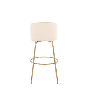 English Elm Toriano 30" Contemporary Swivel Barstool Set Of 2 In Cream Faux Leather With Gold Metal Base B202S00688-GIGA