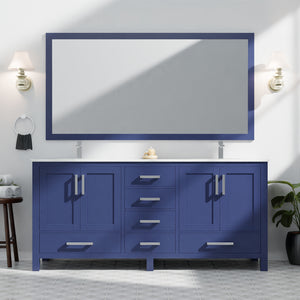 English Elm Navy Double Bath Vanity 72" W x 22" D with Carrara Marble Top, Chrome Faucet, Scratch-Resist Mirror B2731S01004