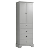 English Elm Storage Cabinet With 2 Doors and 4 Drawers For Bathroom, Office, Adjustable Shelf, Mdf Board With Painted Finish, Grey