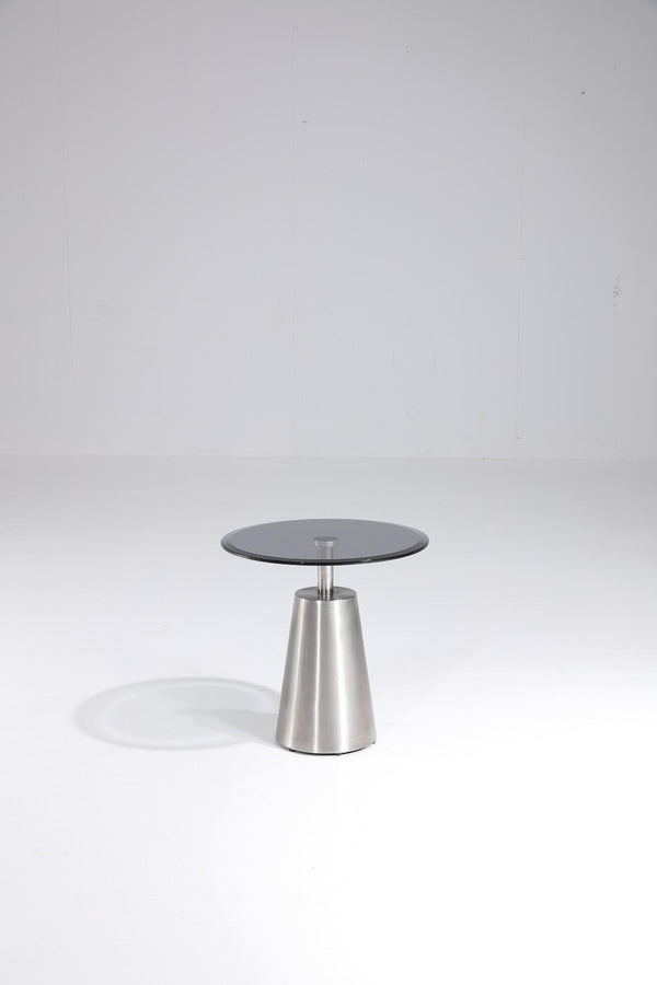 Pasargad Home Luxe Glass & Steel End Table - Chic Contemporary Design For Modern Living Spaces Black Glass & Steel Jj-1127