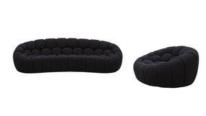 VIG Furniture Divani Casa Yolonda - Modern Curved Black Fabric Sofa Set VGEV-2126C-SET-BLK