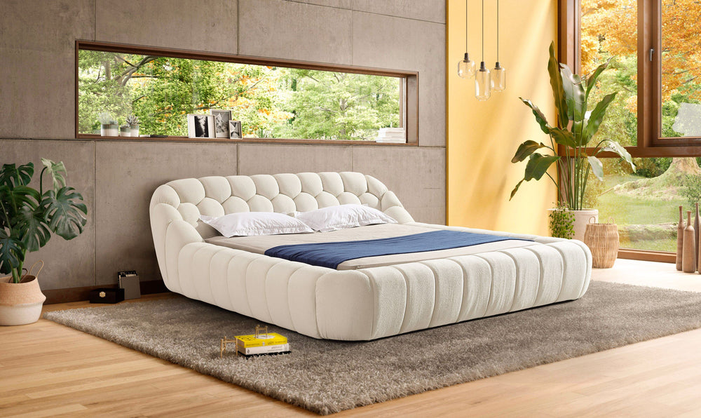 VIG Furniture Divani Casa Yolonda - Modern Off-White Fabric Bed VGEV-A127-BED-OFFWHT
