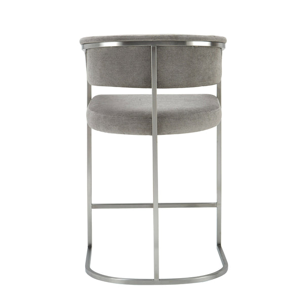 VIG Furniture Modrest Sebastian - Modern Grey Fabric + Stainless Steel Counter Chair VGGA-6251CH-C-GRY