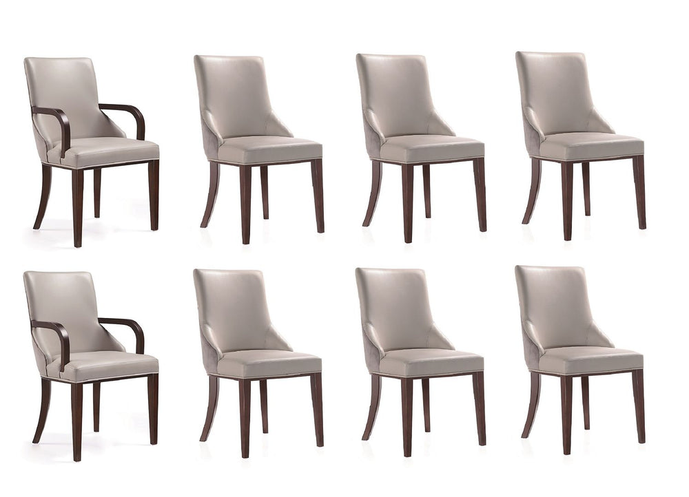 Manhattan Comfort Shubert Modern 8 Piece Dining Chair Set Light Grey 8-DC055AR-LG
