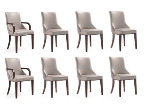 Manhattan Comfort Shubert Modern 8 Piece Dining Chair Set Light Grey 8-DC055AR-LG