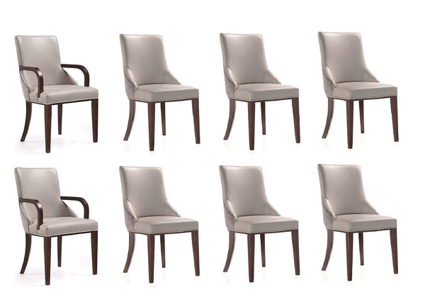 Manhattan Comfort Shubert Modern 8 Piece Dining Chair Set Light Grey 8-DC055AR-LG