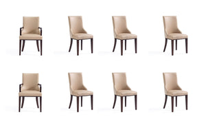 Manhattan Comfort Shubert Modern 8 Piece Dining Chair Set Tan 8-DC055AR-TN