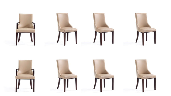 Manhattan Comfort Shubert Modern 8 Piece Dining Chair Set Tan 8-DC055AR-TN