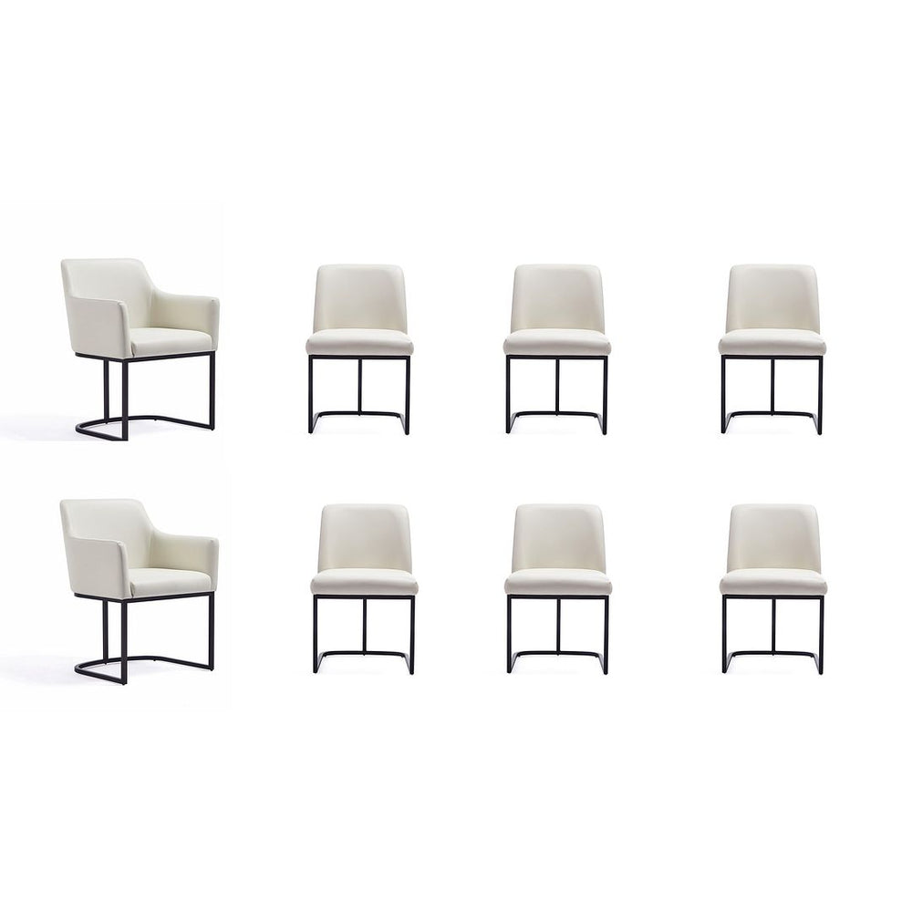 Manhattan Comfort Serena Modern Dining Set  - Set of 8 Cream 8-DC056-CR