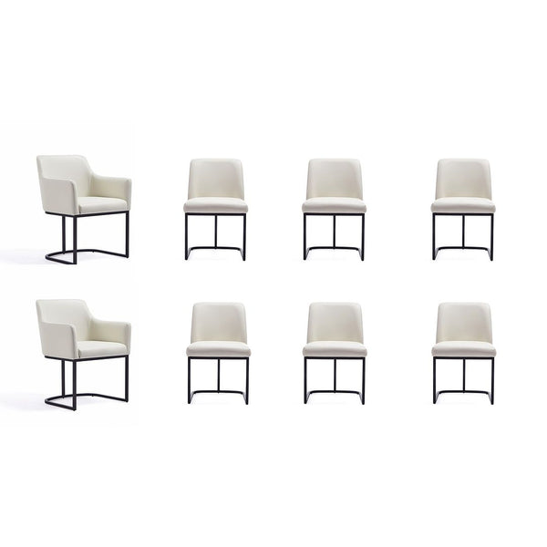 Manhattan Comfort Serena Modern Dining Set  - Set of 8 Cream 8-DC056-CR