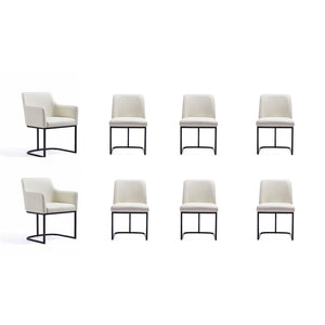 Manhattan Comfort Serena Modern Dining Set  - Set of 8 Cream 8-DC056-CR