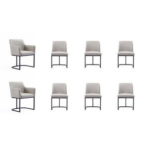 Manhattan Comfort Serena Modern Dining Set  - Set of 8 Light Grey 8-DC056-LG
