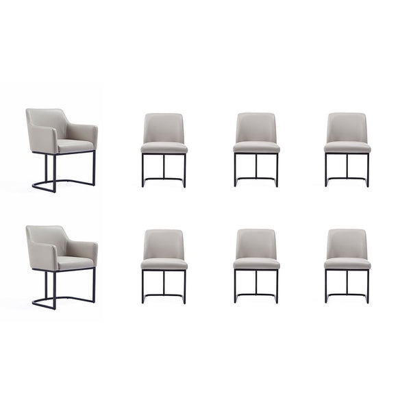 Manhattan Comfort Serena Modern Dining Set  - Set of 8 Light Grey 8-DC056-LG