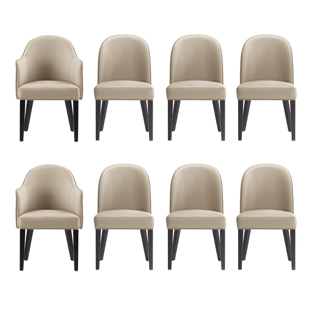 Manhattan Comfort 8-piece Hillman Stylish Leatherette And Velvet Dining Chairs With Elegant Beech Wood Legs Sand Beech Wood 8-dc087ar2-sd