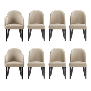 Manhattan Comfort 8-piece Hillman Stylish Leatherette And Velvet Dining Chairs With Elegant Beech Wood Legs Sand Beech Wood 8-dc087ar2-sd