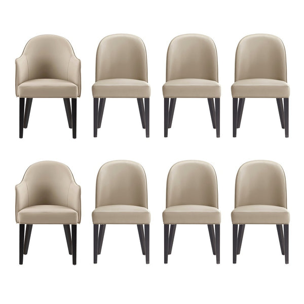 Manhattan Comfort 8-piece Hillman Stylish Leatherette And Velvet Dining Chairs With Elegant Beech Wood Legs Sand Beech Wood 8-dc087ar2-sd